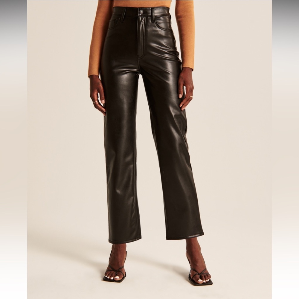 Abercrombie & Fitch Vegan Leather Straight Ankle Pants